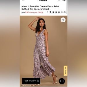 Never worn Lulus floral jumpsuit